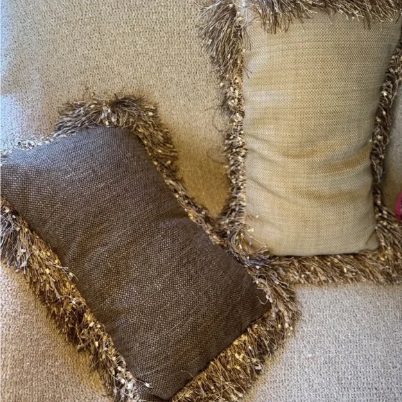 Fringed Throw Pillows Trio - Picture 2 of 3